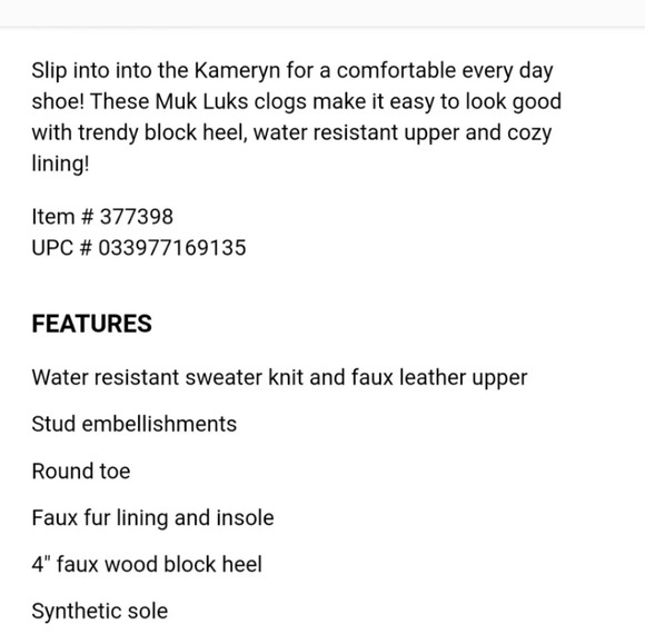 Muk Luks Heeled Mule Clog Sz 7 Kameryn Block Heel Studded Sides Faux Fur Studded - Picture 14 of 14